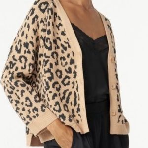 J.Crew  Knit Leopard Relaxed Fit sweater cardigan